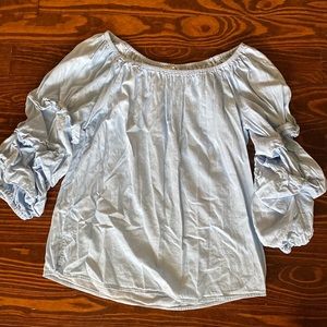 Women’s size medium, off the shoulder chambray blouse